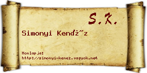 Simonyi Kenéz névjegykártya